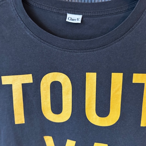 Clare V. Tout Va Bien Classic Tee in Faded Black ( Dark Gray ) Size XL - Picture 6 of 9